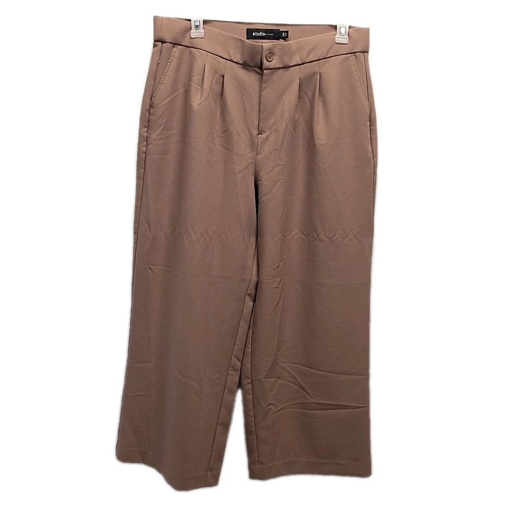 Studio by Torrid Dress Pants Womens 14R Brown Wide Leg Pleated High Trousers